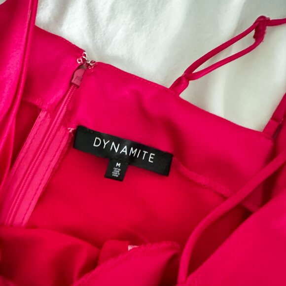 NEW Never Worn Dynamite Strappy Satin Midi Dress, Bright Rose, Size Medium - Picture 7 of 10